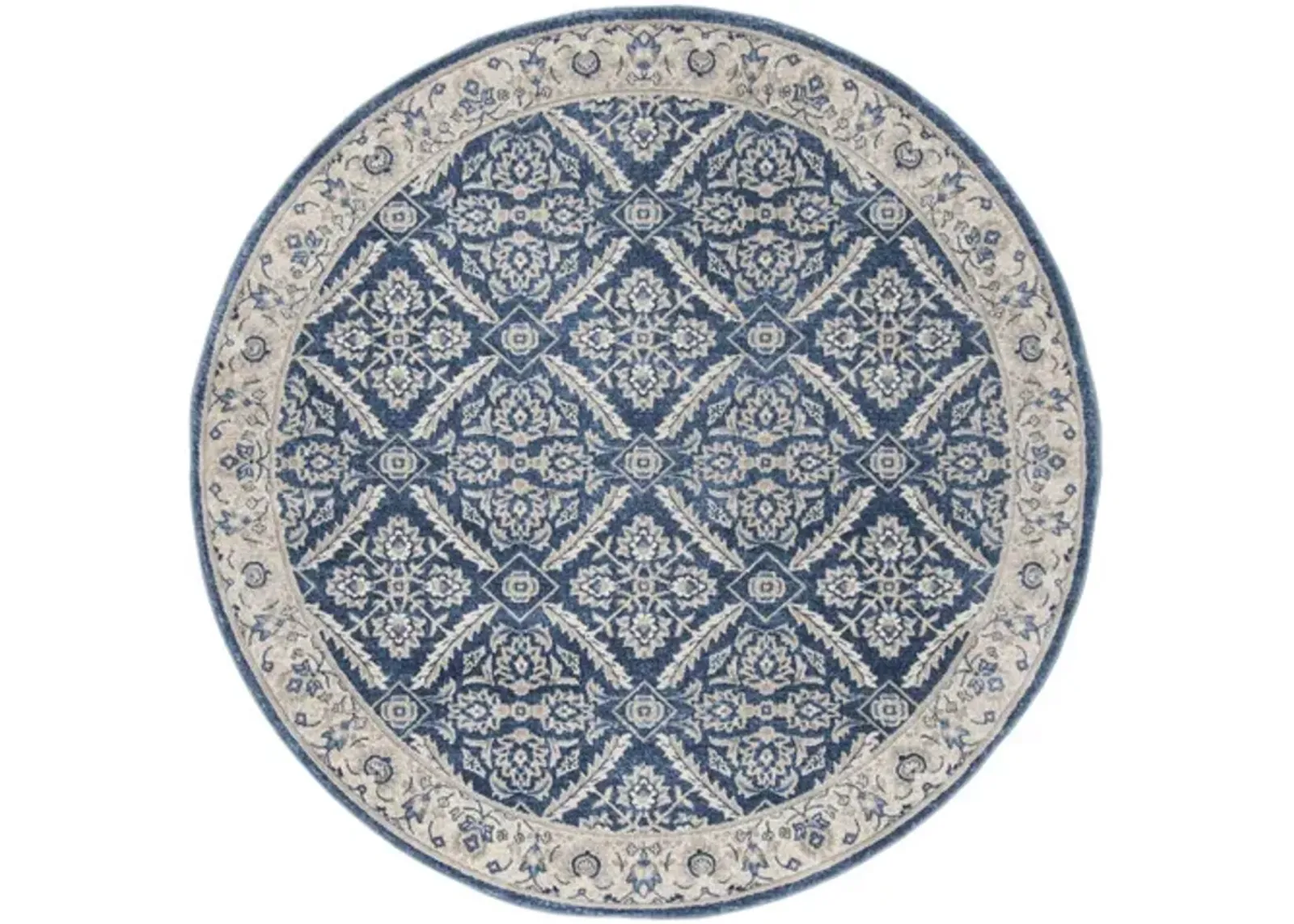 Brentwood 863 Navy / Creme 6'-7" X 6'-7" Round Round Powerloomed Rug