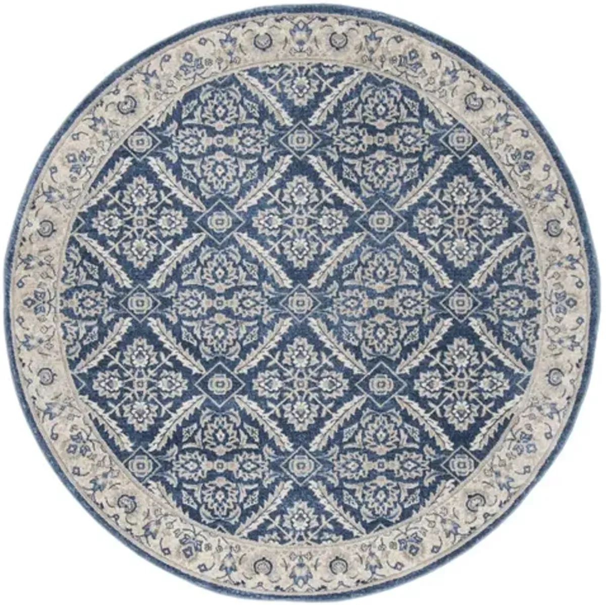 Brentwood 863 Navy / Creme 6'-7" X 6'-7" Round Round Powerloomed Rug