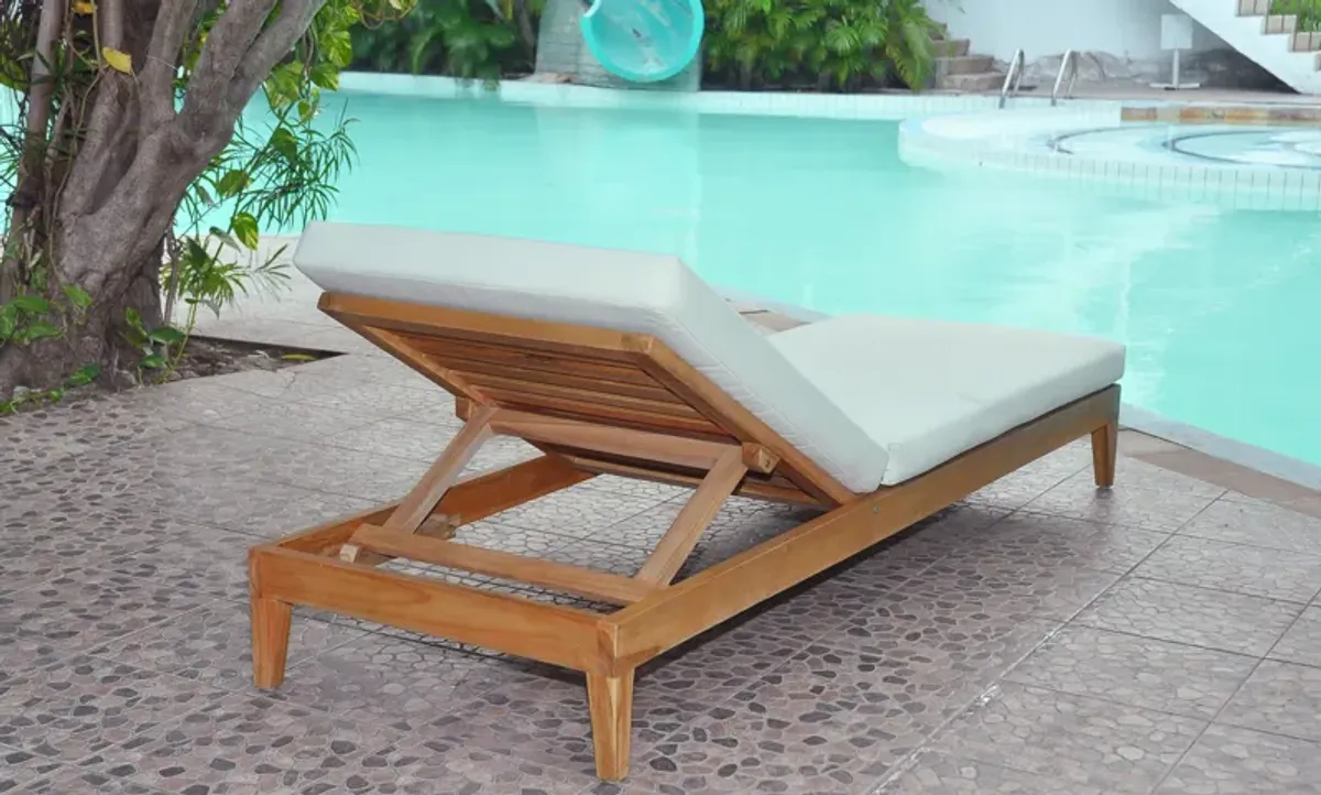 Panama Jack Bali Teak Chaise Lounge with Cushion
