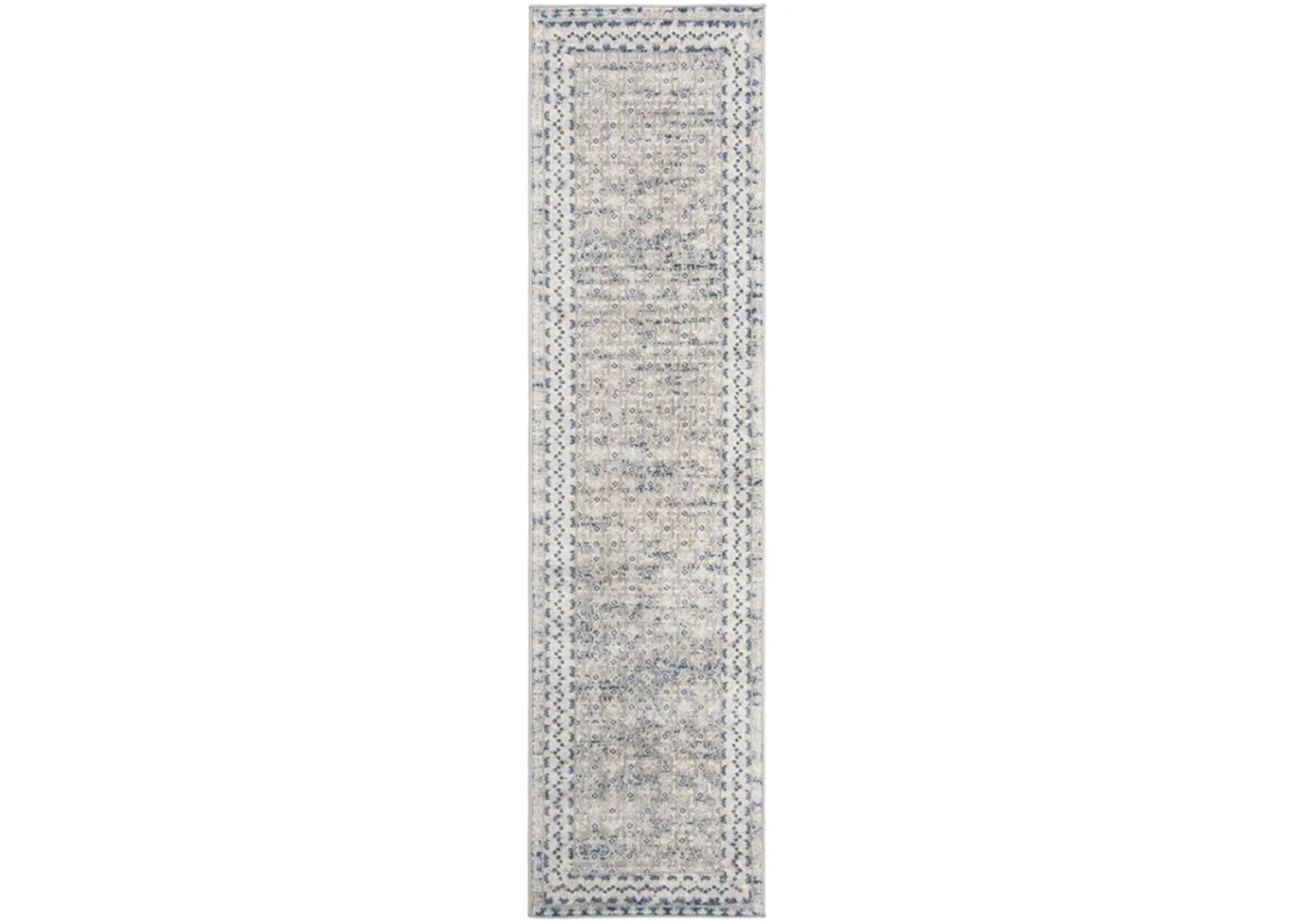 Brentwood 899 Light Grey / Blue 2' X 14' Runner Powerloomed Rug