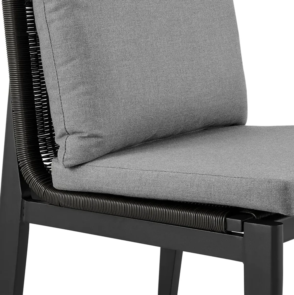 Grand Outdoor Patio Dining Chairs in Aluminum with Gray Cushions - Set of 2