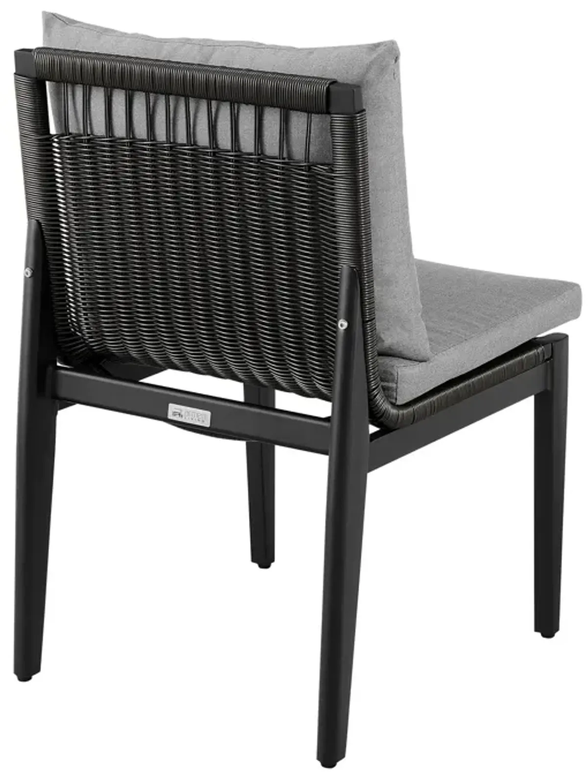 Grand Outdoor Patio Dining Chairs in Aluminum with Gray Cushions - Set of 2