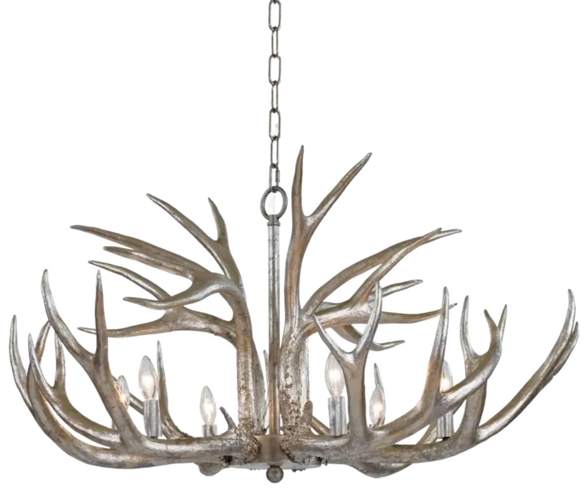 Antler Ambered Silver Leaf Chandelier