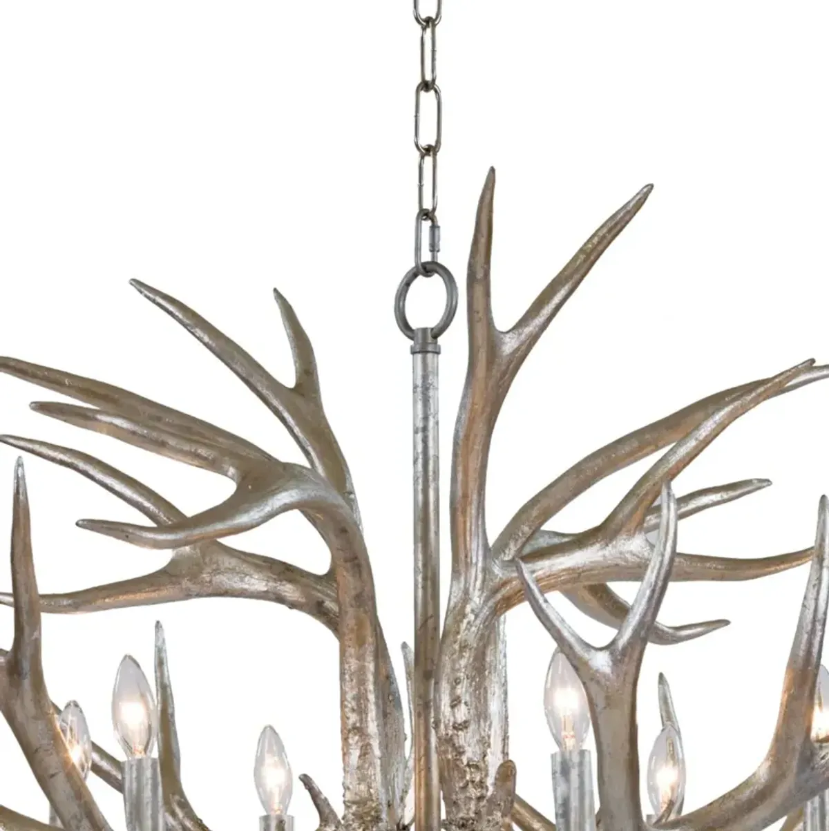 Antler Ambered Silver Leaf Chandelier