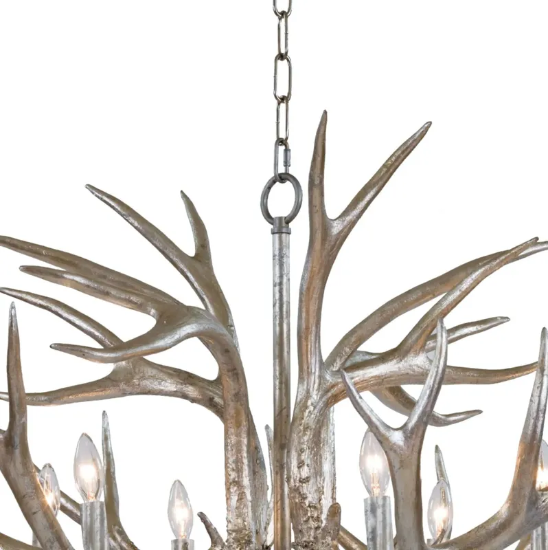 Antler Ambered Silver Leaf Chandelier