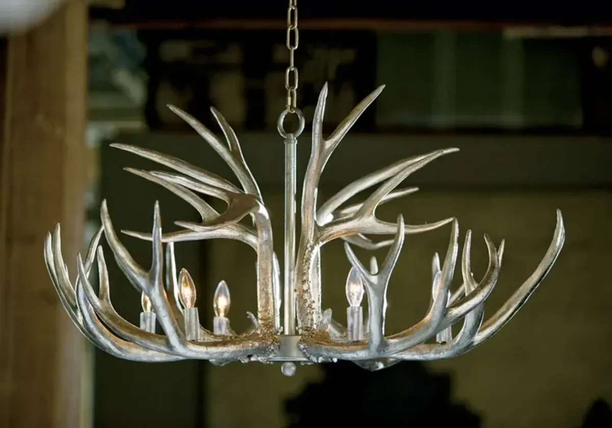 Antler Ambered Silver Leaf Chandelier