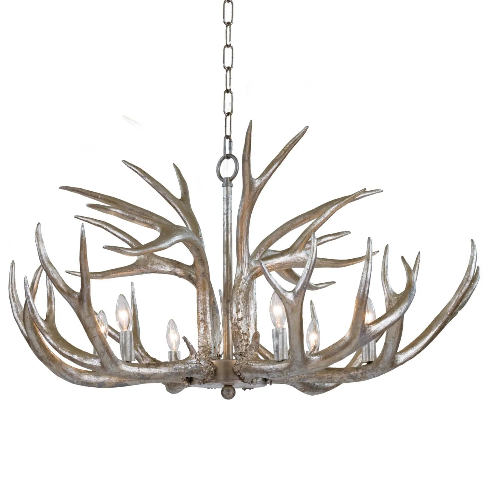 Antler Ambered Silver Leaf Chandelier