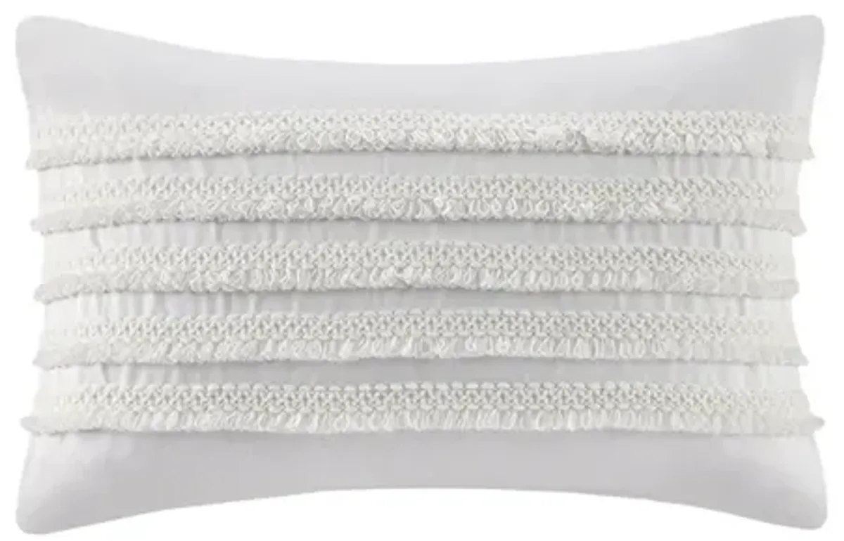 INK+IVY Daria Ivory Cotton Oblong Pillow