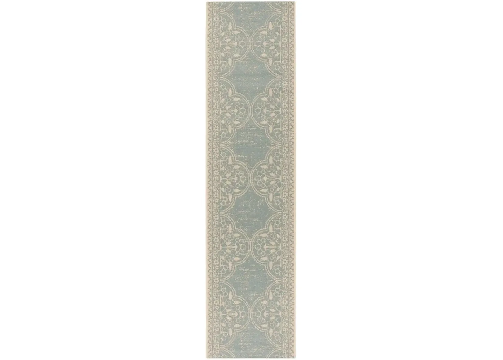 BEACH HOUSE Collection BHS174L-28 Cream / Aqua 2'-2" X 8'