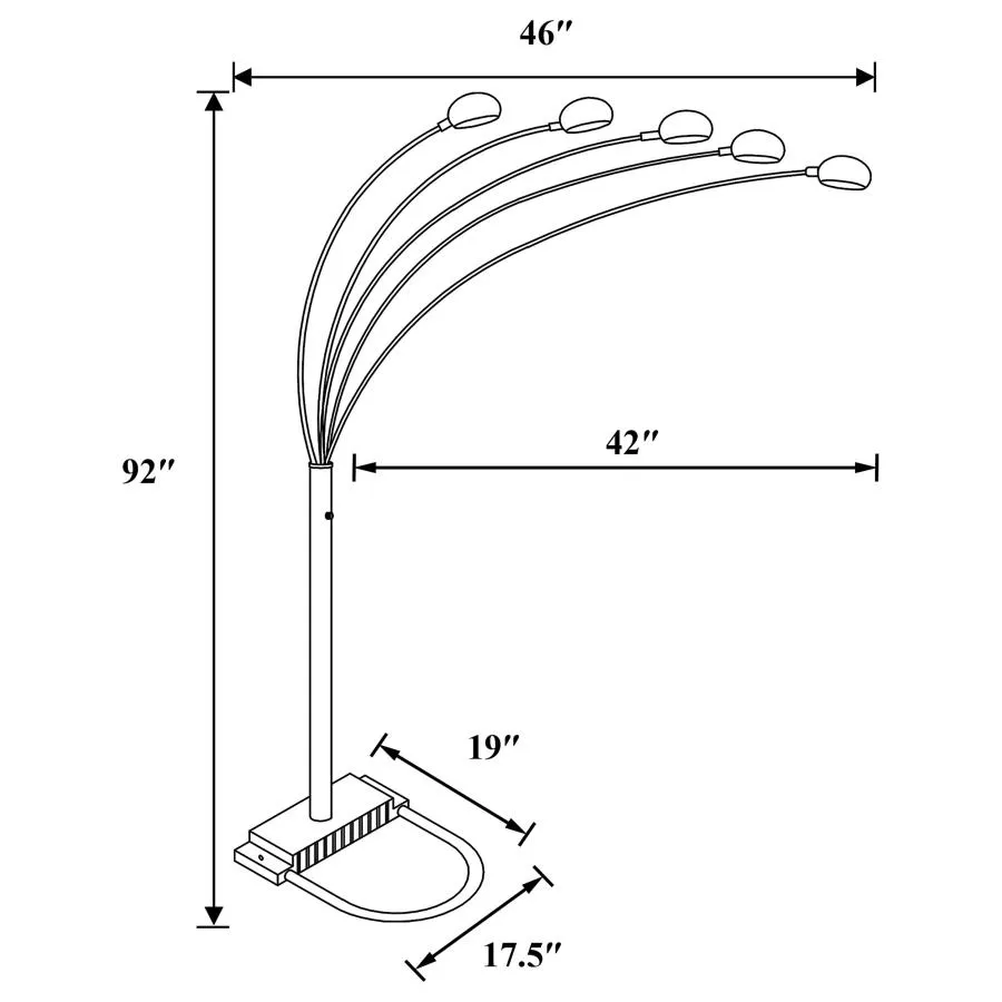 Kayd 5-light Floor Lamp Satin Black