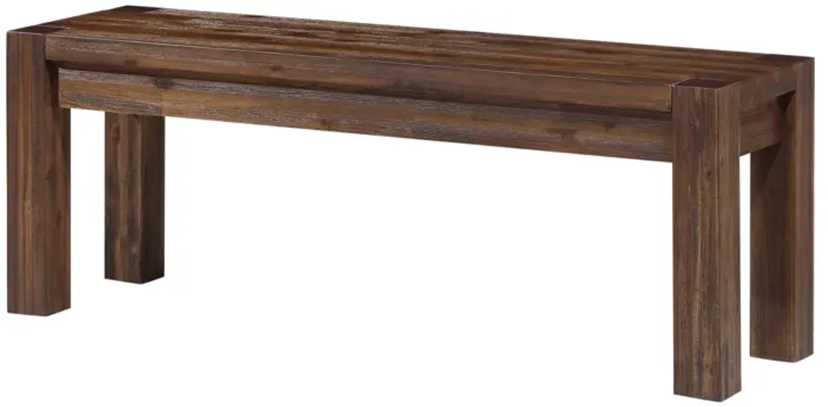 Meadow Solid Wood Bench In Brick Brown