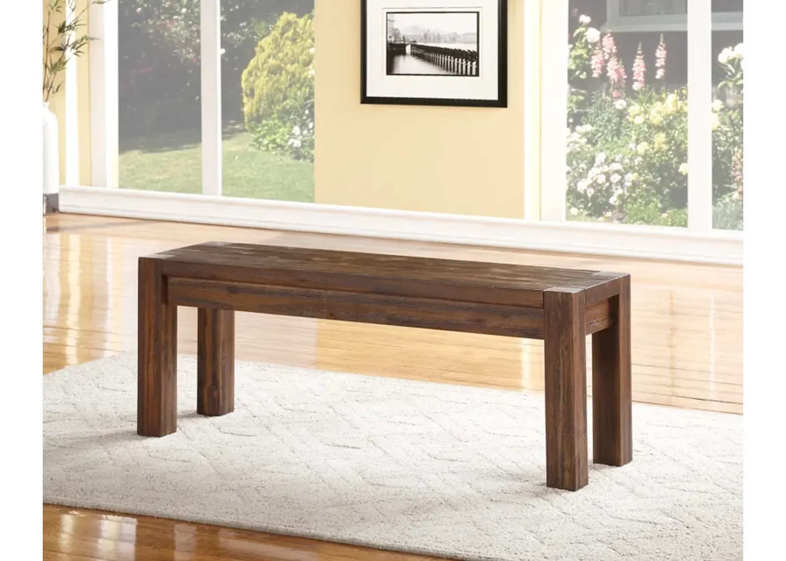 Meadow Solid Wood Bench in Brick Brown