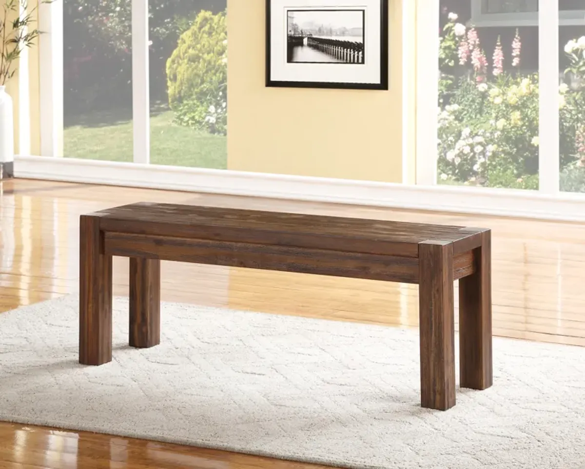 Meadow Solid Wood Bench in Brick Brown