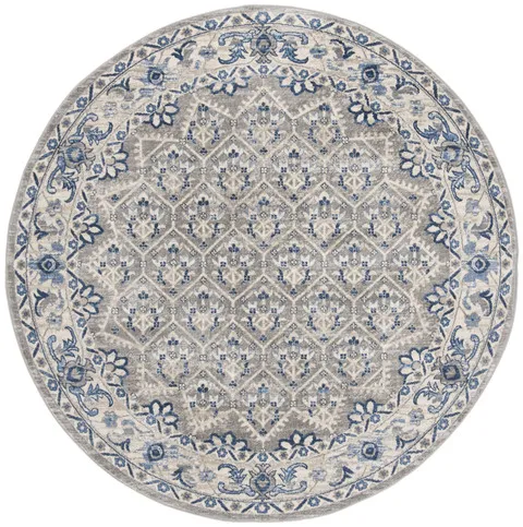 Brentwood 869 Light Grey / Blue 5' X 5' Round Round Powerloomed Rug