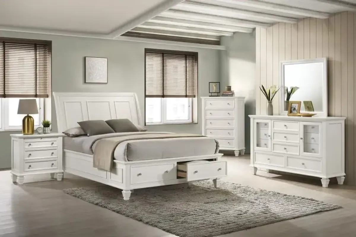 Sandy Beach California King Storage Sleigh Bed Cream White