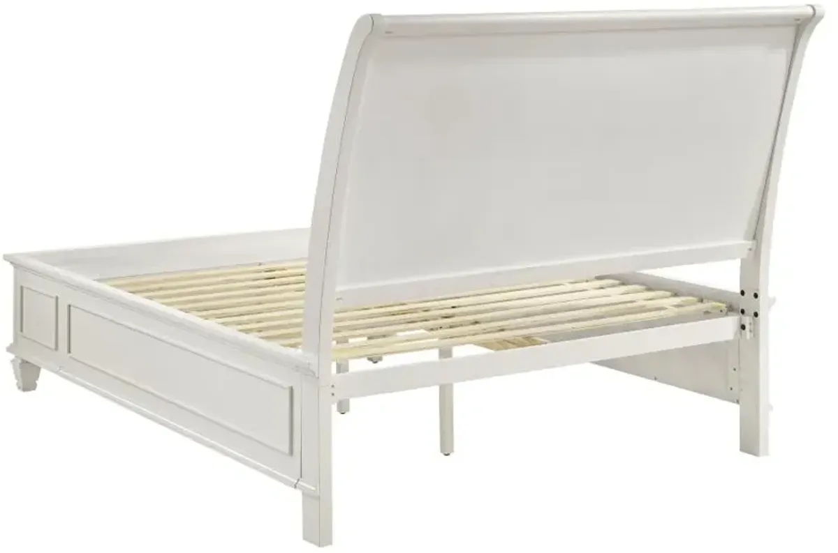 Sandy Beach California King Storage Sleigh Bed Cream White