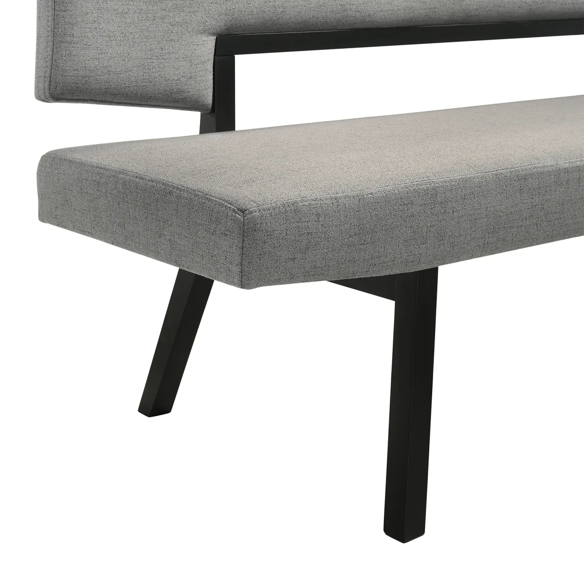 Channell Wood Dining Bench in Black Finish with Charcoal Fabric