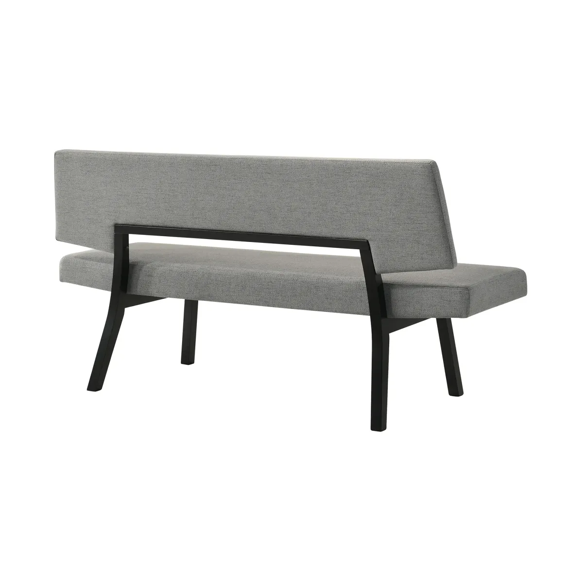 Channell Wood Dining Bench in Black Finish with Charcoal Fabric