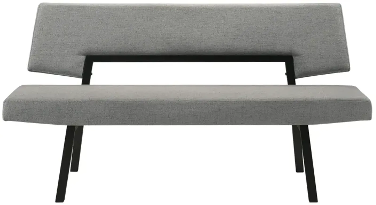 Channell Wood Dining Bench in Black Finish with Charcoal Fabric