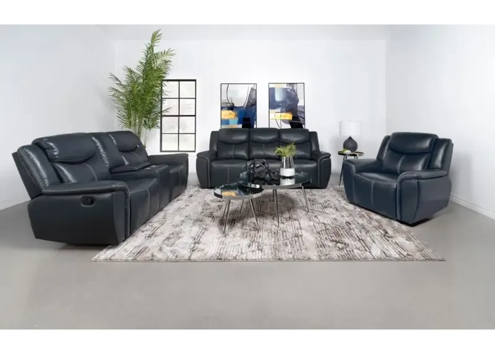 Sloane 3-piece Upholstered Motion Reclining Sofa Set Blue