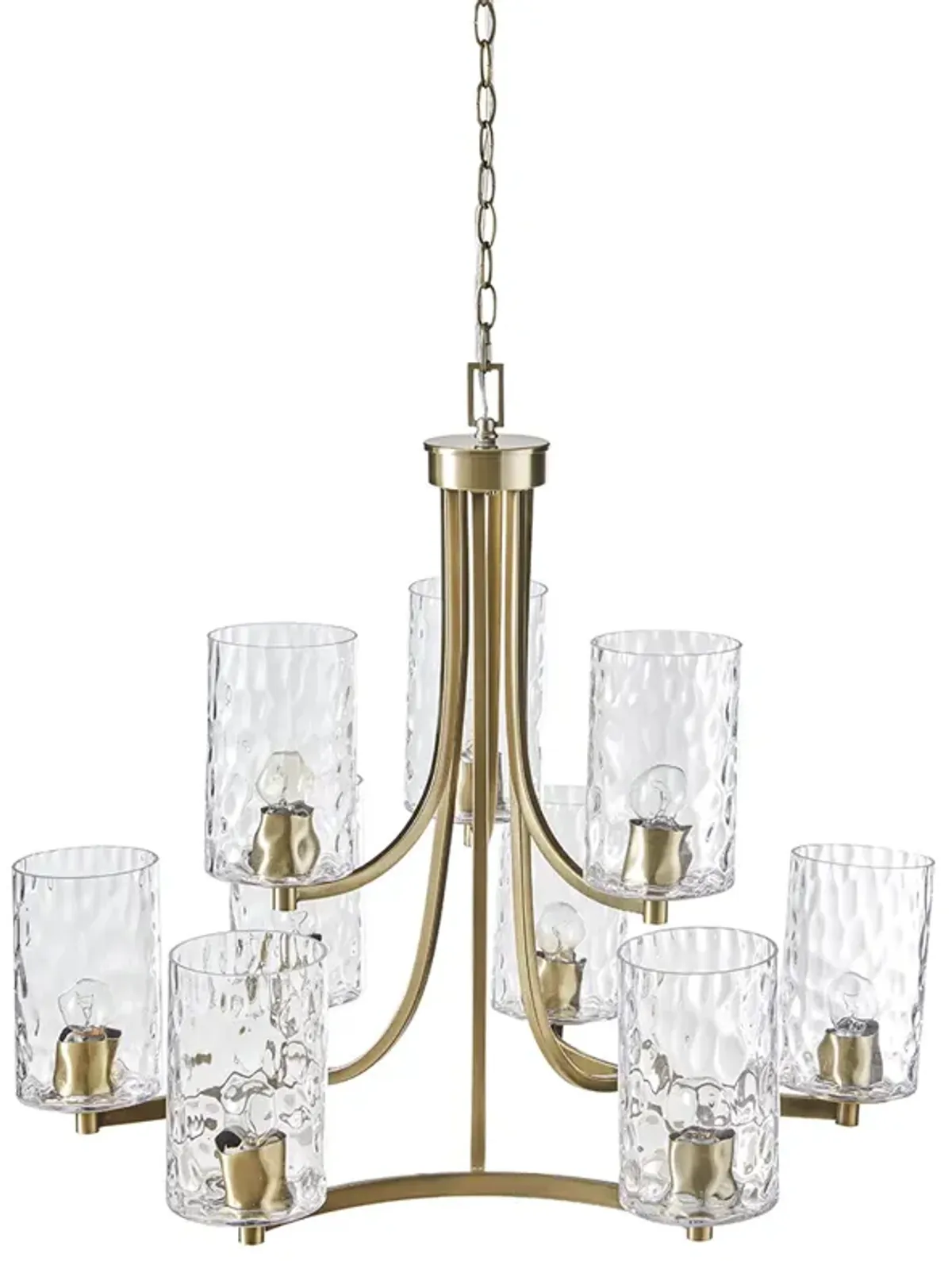 9-light Round Tiered Chandelier with Textured Glass Shades