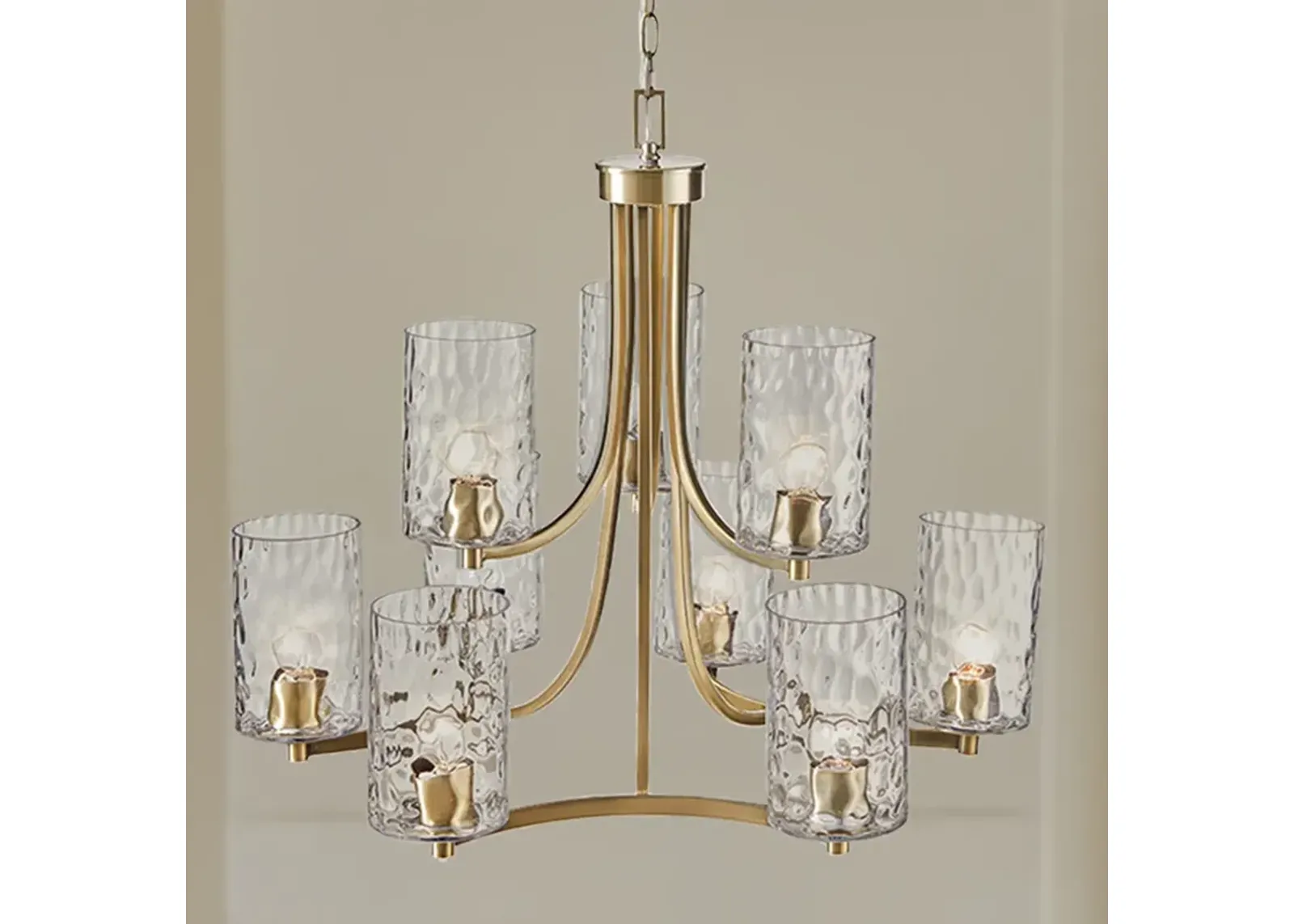 9-light Round Tiered Chandelier with Textured Glass Shades