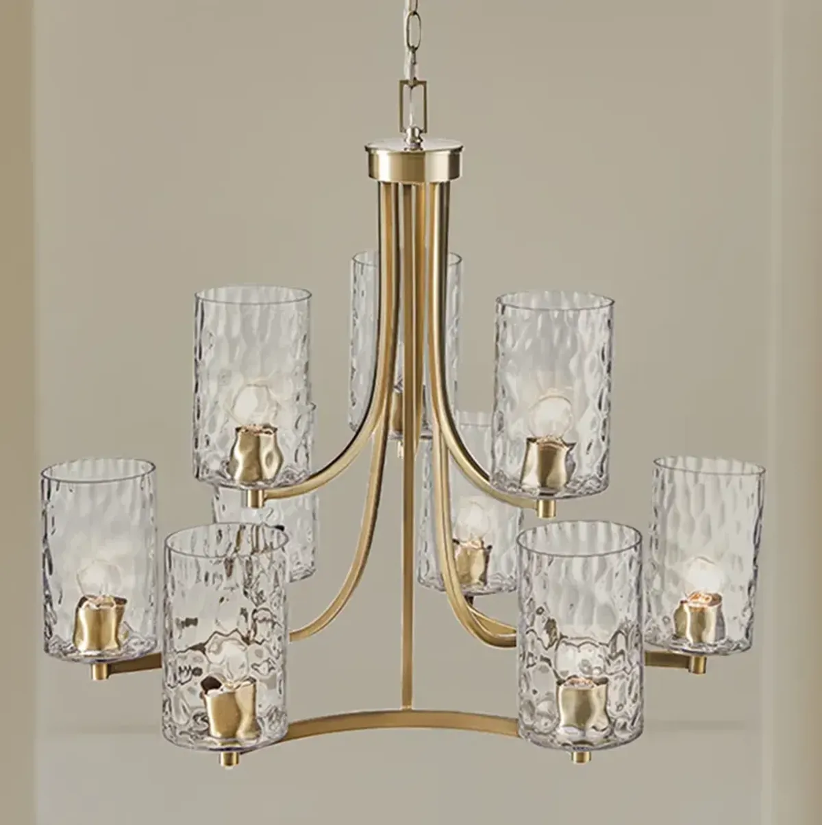 9-light Round Tiered Chandelier with Textured Glass Shades