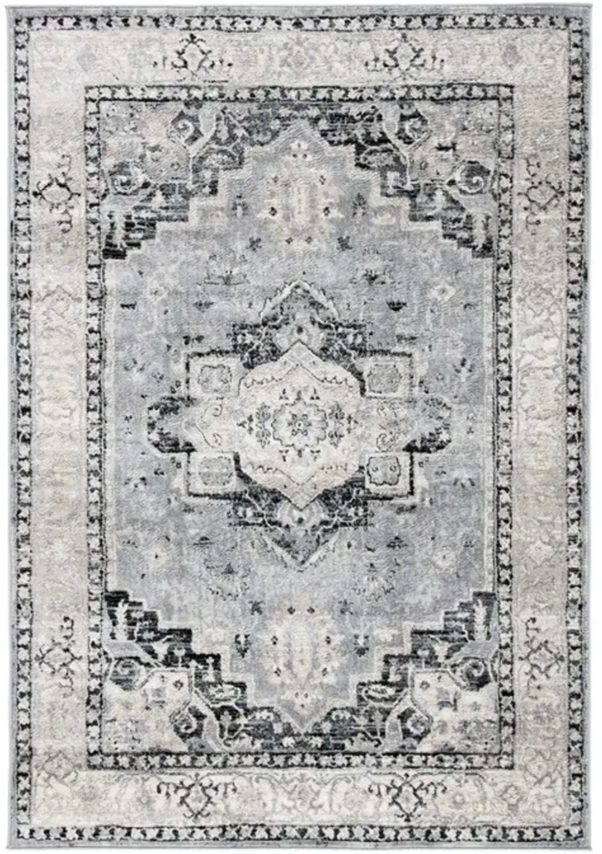 Brentwood 851 Silver / Black 4' X 6' Small Rectangle Powerloomed Rug