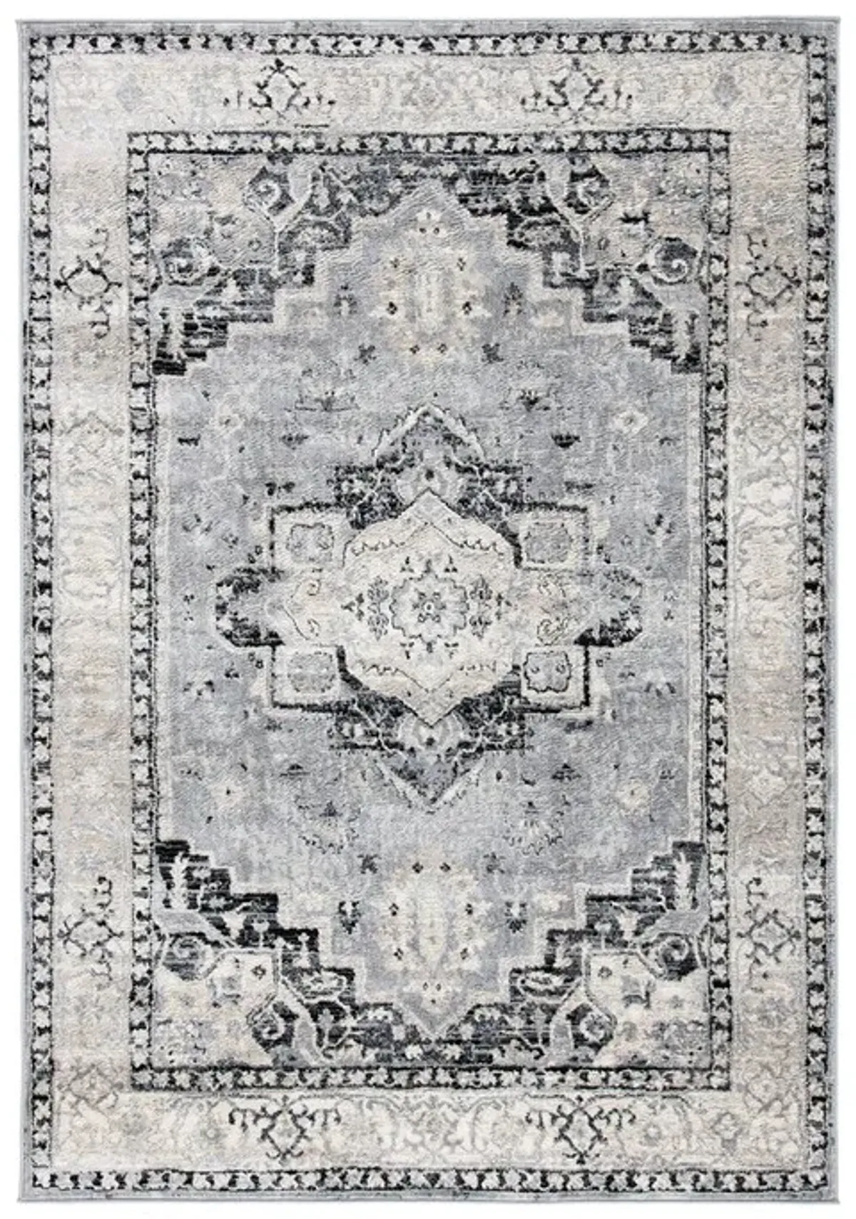 Brentwood 851 Silver / Black 4' X 6' Small Rectangle Powerloomed Rug