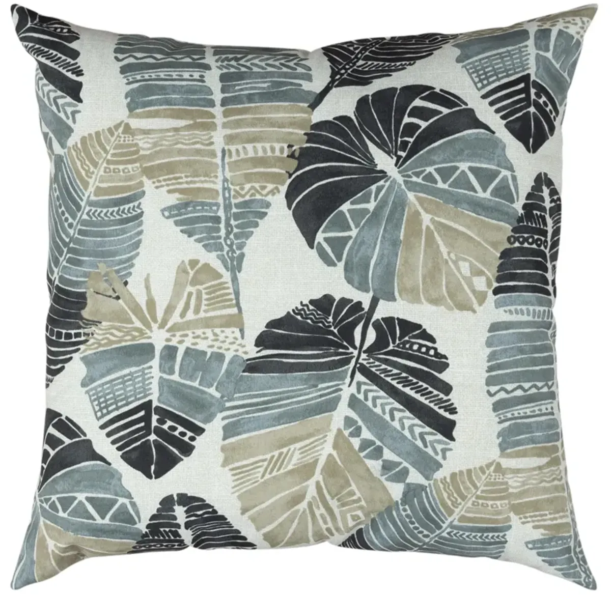 Indoor/Outdoor Palm fronds Dark Gray Pillow