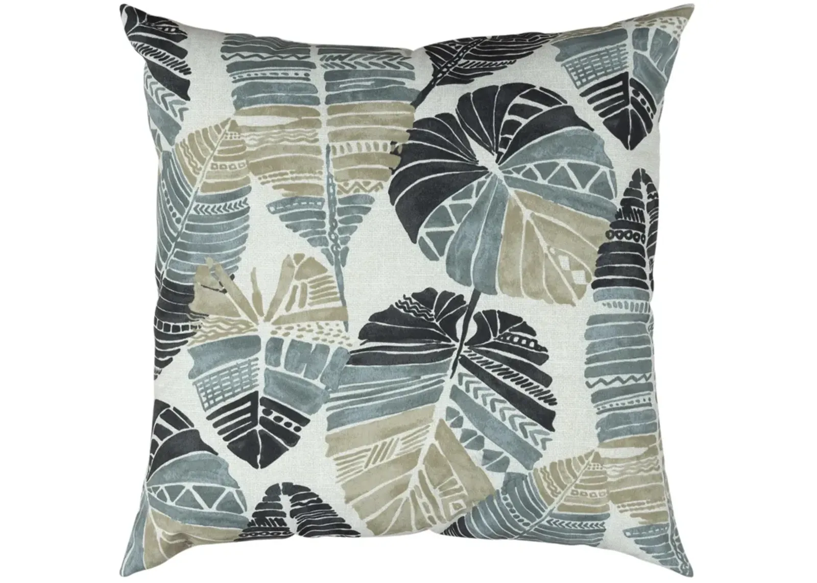 Indoor/Outdoor Palm fronds Dark Gray Pillow