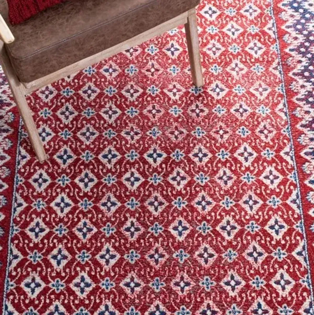 Brentwood 899 Red / Ivory 3' X 5' Small Rectangle Powerloomed Rug