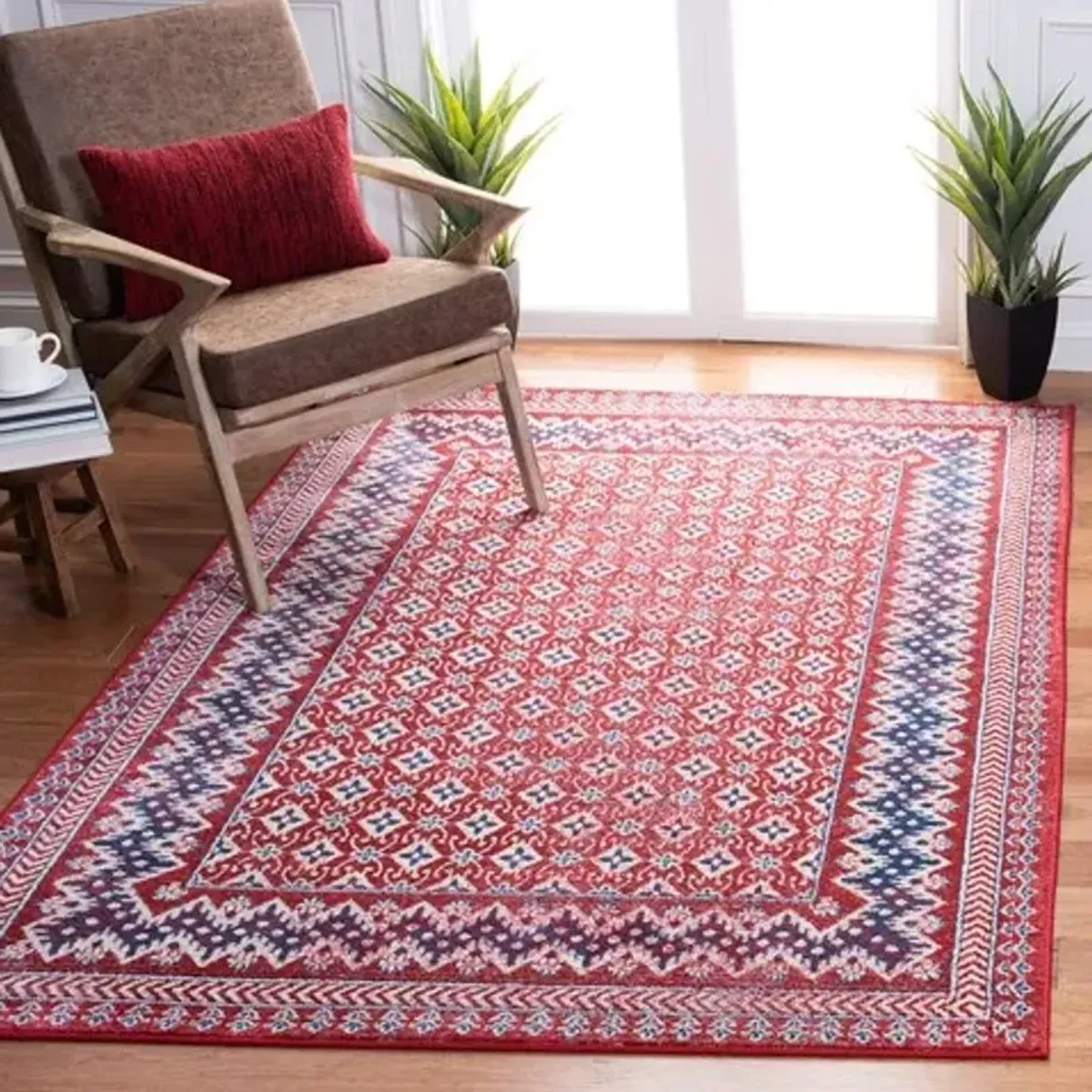 Brentwood 899 Red / Ivory 3' X 5' Small Rectangle Powerloomed Rug