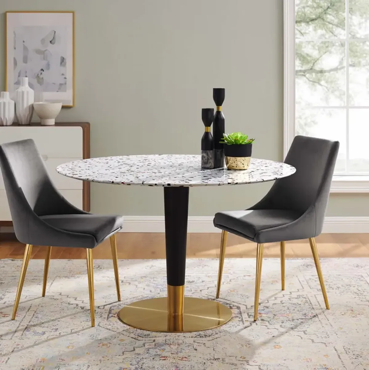 Zinque 47" Round Terrazzo Dining Table