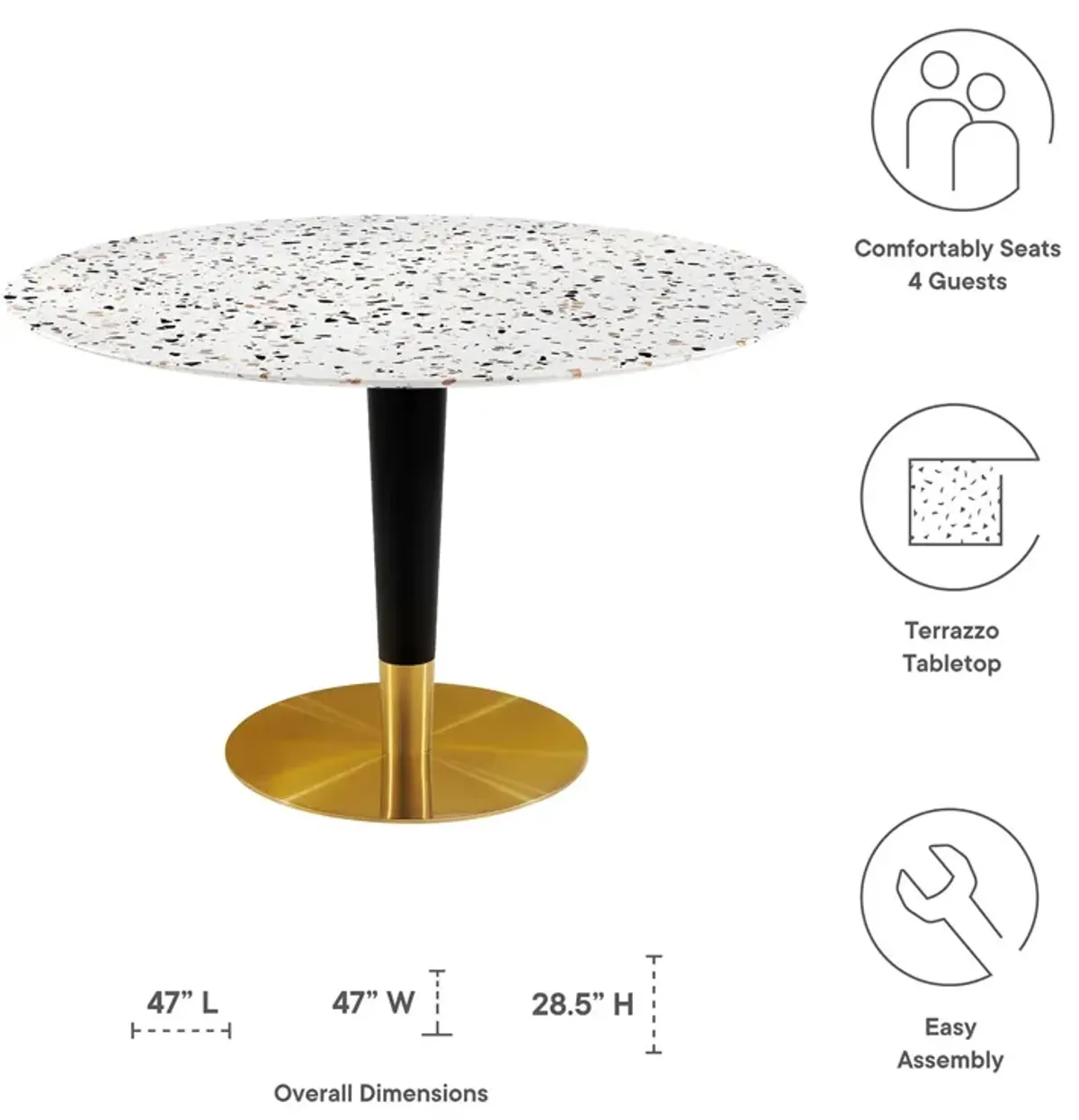 Zinque 47" Round Terrazzo Dining Table