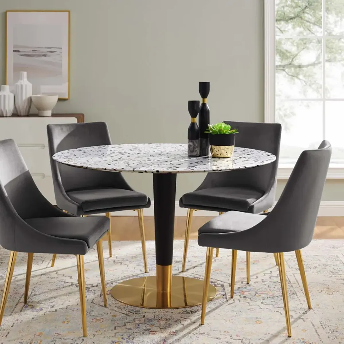 Zinque 47" Round Terrazzo Dining Table