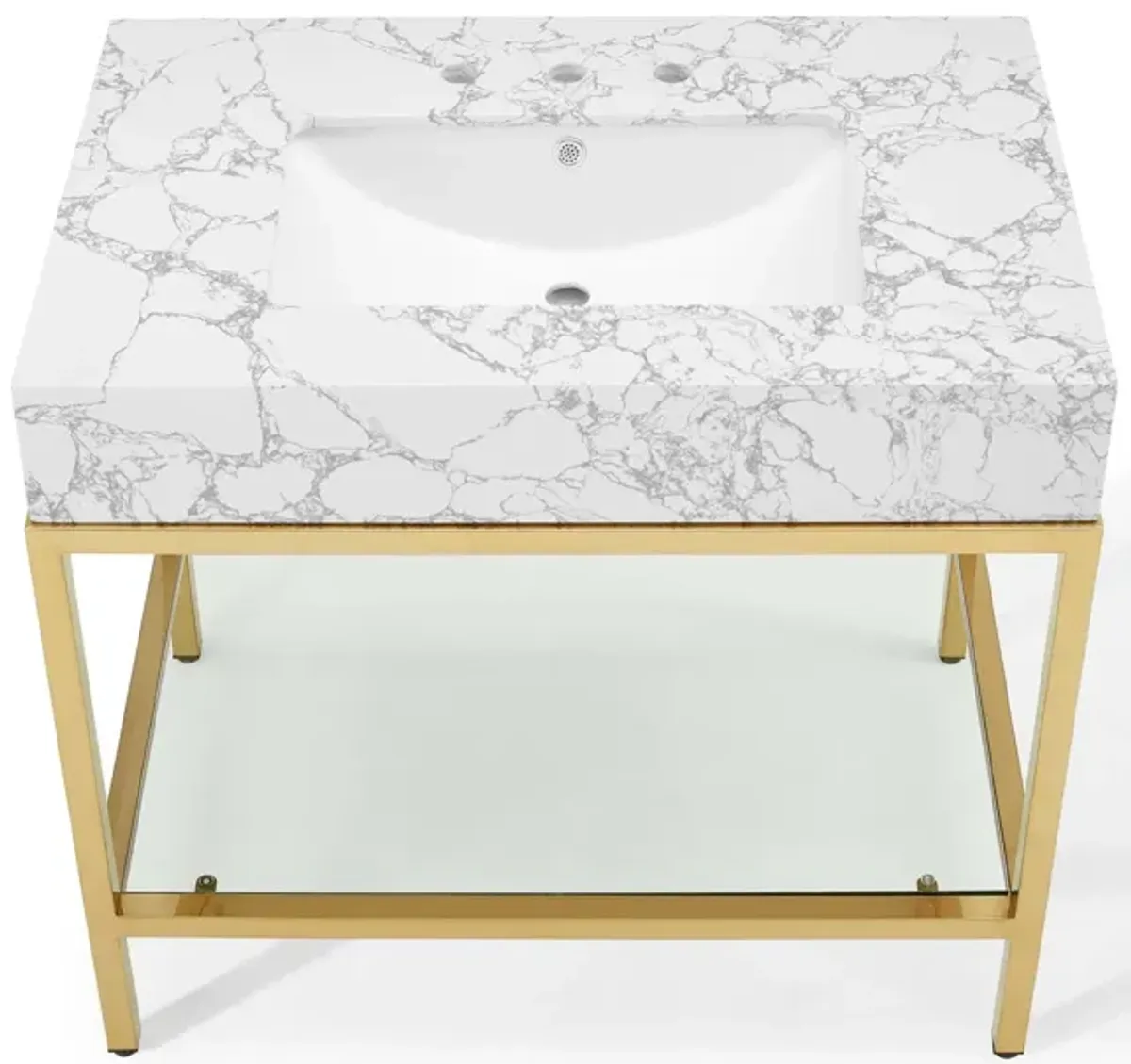 Kingsley 36" Gold Stainless Steel Bathroom Vanity