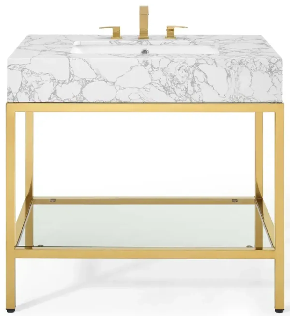 Kingsley 36" Gold Stainless Steel Bathroom Vanity