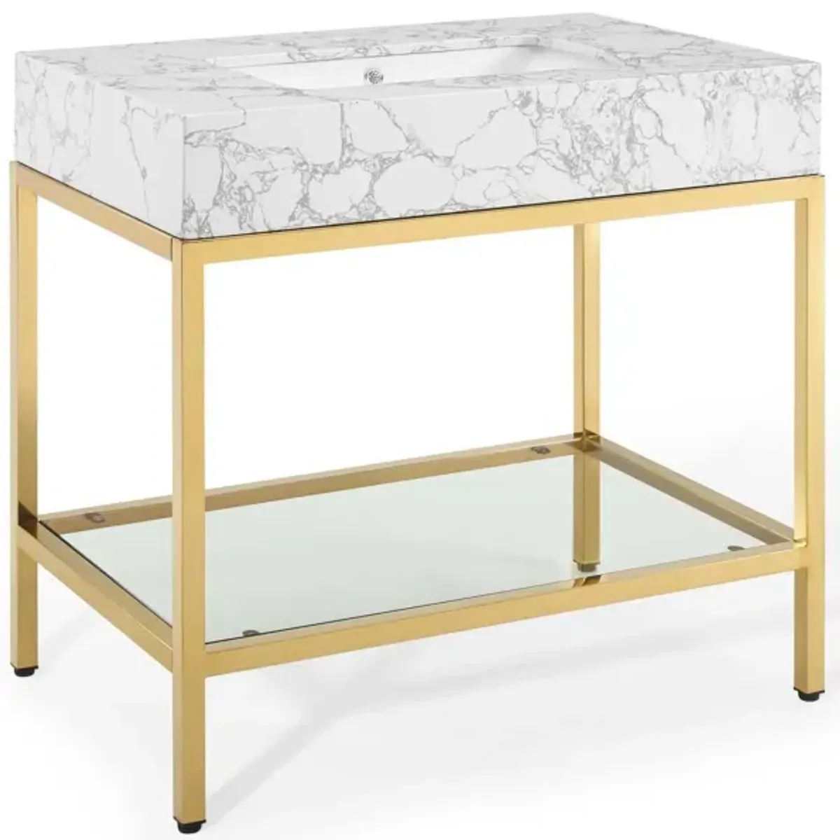 Kingsley 36" Gold Stainless Steel Bathroom Vanity