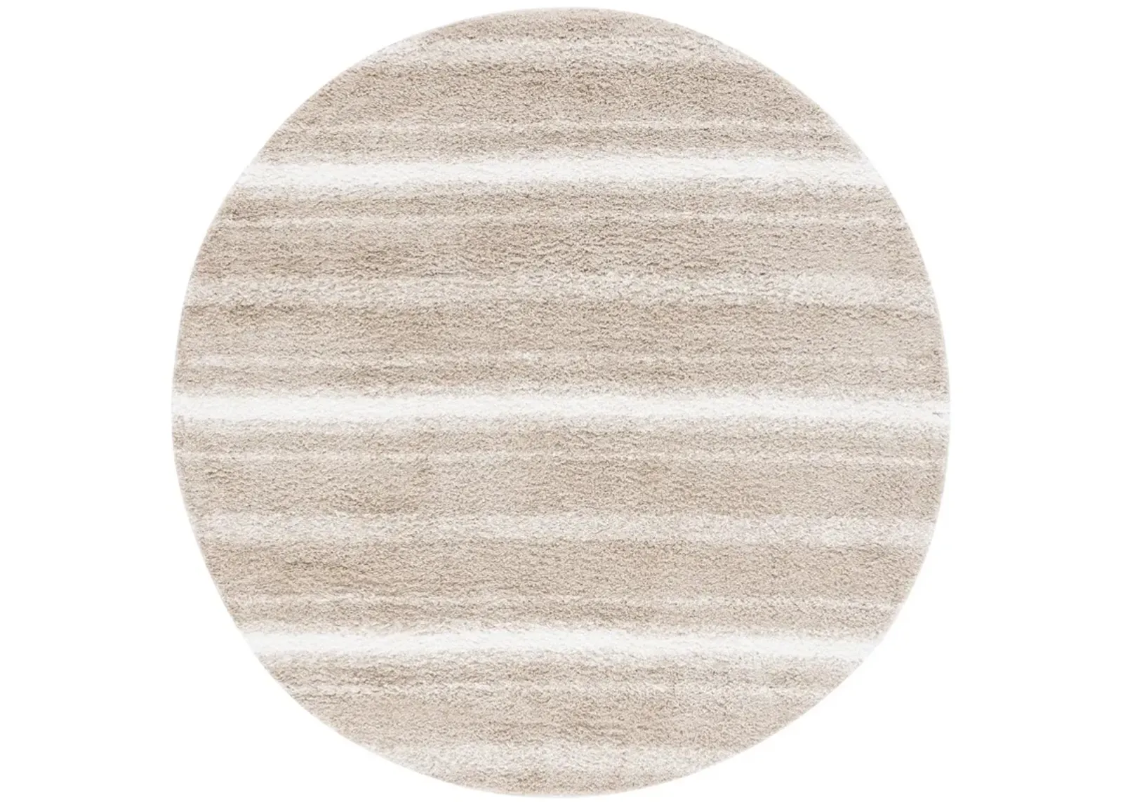 BORDER & STRIPE SHAG 252 Beige 6'-7' X 6'-7' Round Round Rug