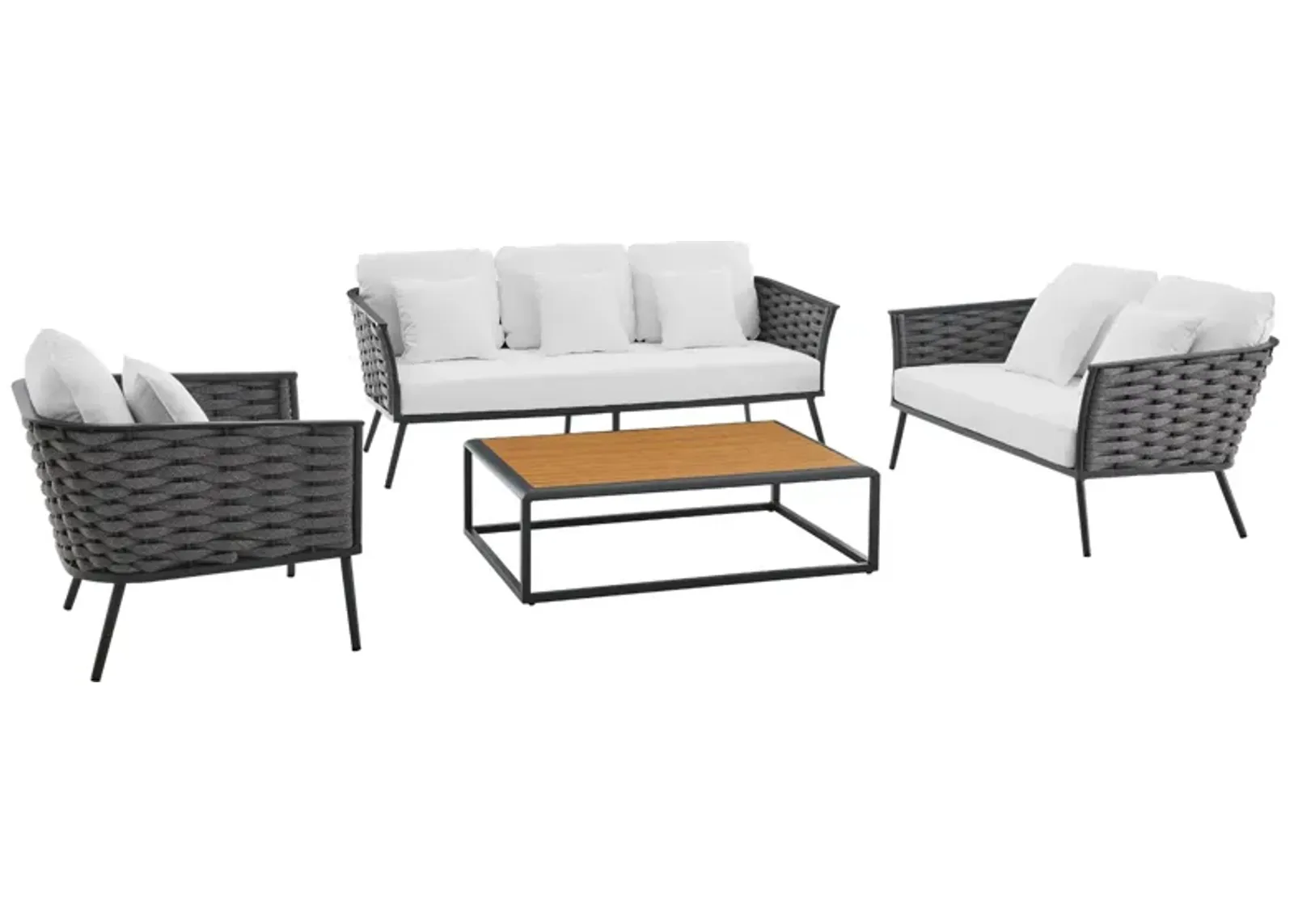 Stance 4 Piece Outdoor Patio Aluminum Sectional Sofa Set