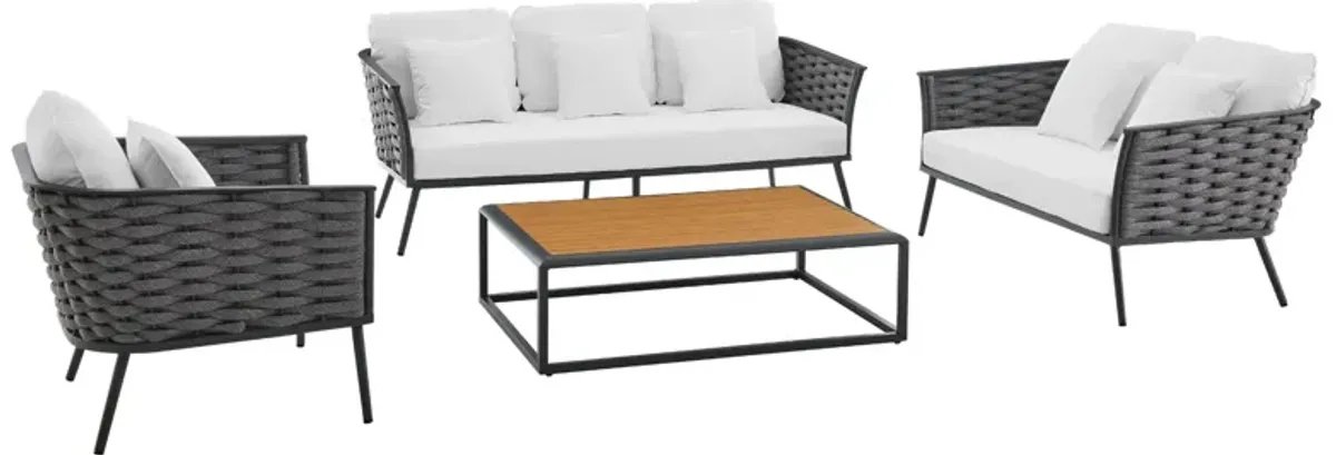 Stance 4 Piece Outdoor Patio Aluminum Sectional Sofa Set