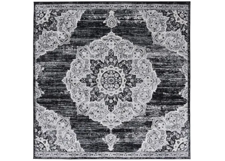 Brentwood 802 Black / Grey 6'-7" X 6'-7" Square Square Powerloomed Rug