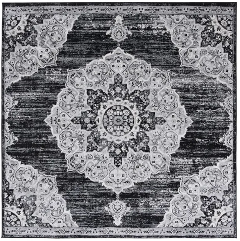 Brentwood 802 Black / Grey 6'-7" X 6'-7" Square Square Powerloomed Rug