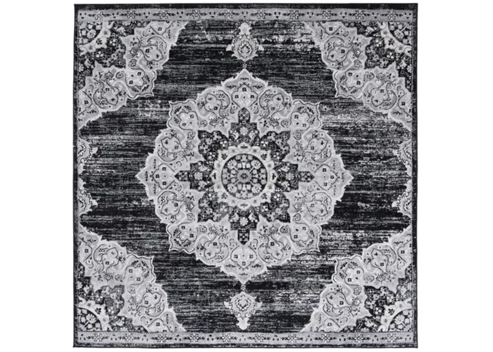 Brentwood 802 Black / Grey 6'-7" X 6'-7" Square Square Powerloomed Rug