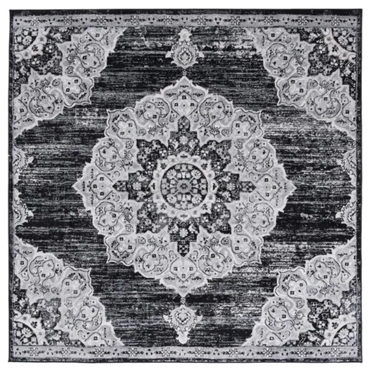 Brentwood 802 Black / Grey 6'-7" X 6'-7" Square Square Powerloomed Rug