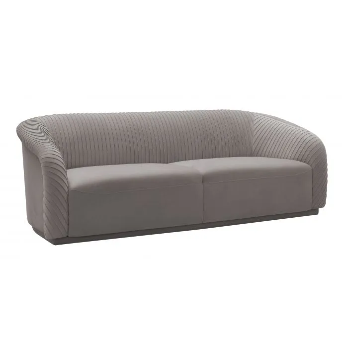 Yara Pleated Grey Velvet Sofa