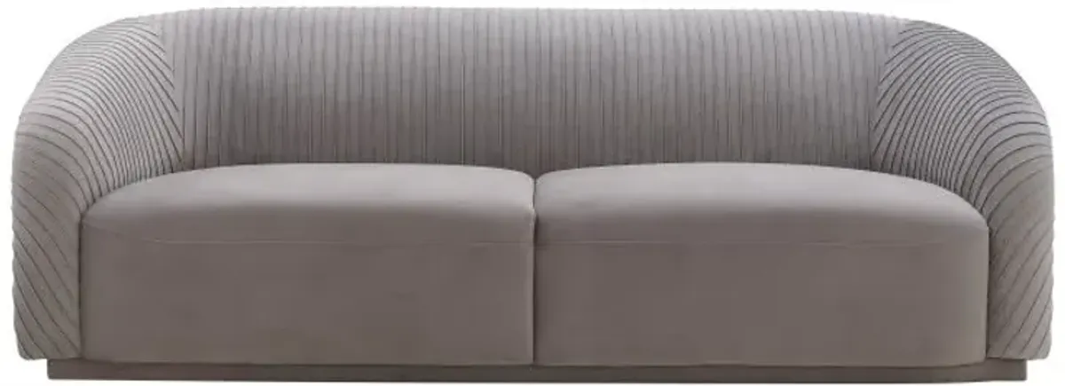 Yara Pleated Grey Velvet Sofa