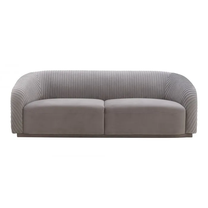 Yara Pleated Grey Velvet Sofa