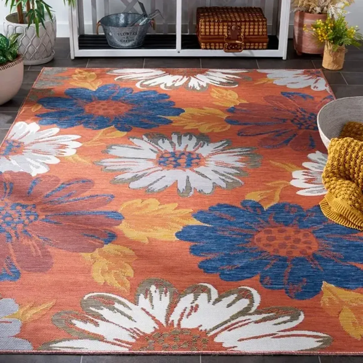 SUNRISE 689 Orange 6'-7' X 6'-7' Square Square Rug